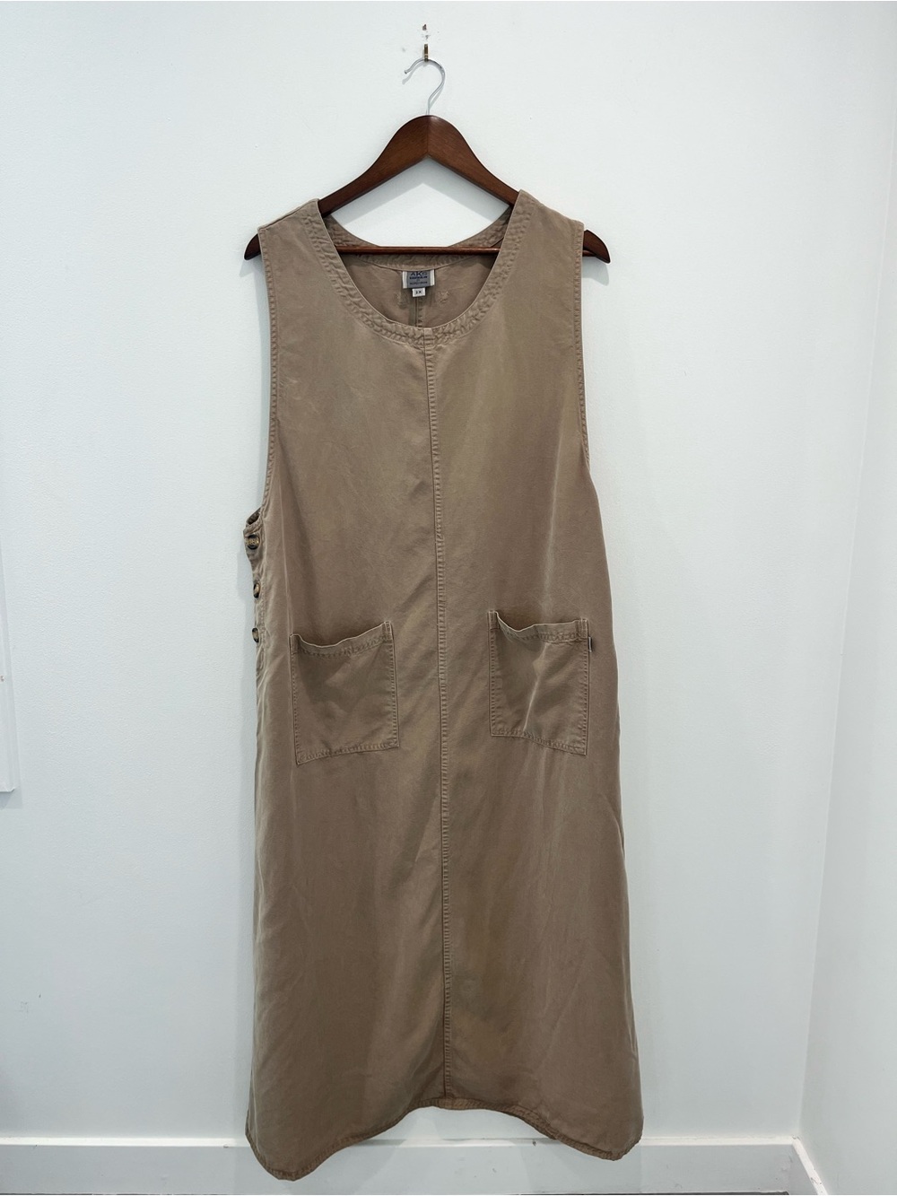 AKS for Nordstrom Vintage Sleeveless Long Maxi Pocket Dress in Taupe